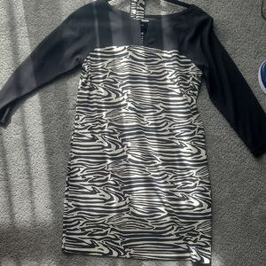 Armani Exchange Monochrome Zebra Long Sleeve Dress